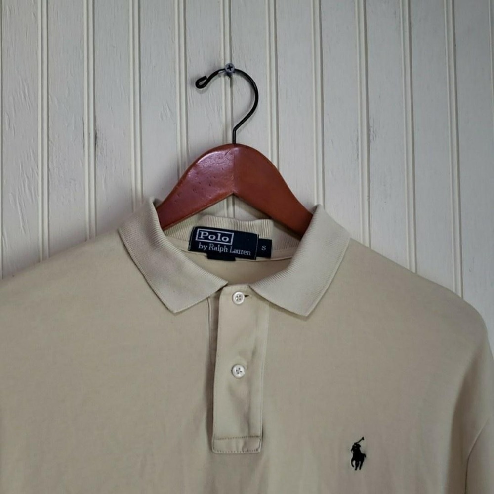 Polo By Ralph Lauren Polo Shirt Mens Small Beige Short Sleeve Cotton Pony Logo